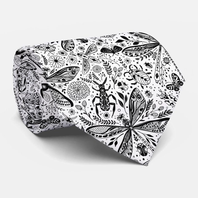 Doodle kryp på mörk blått slips (Rullad)