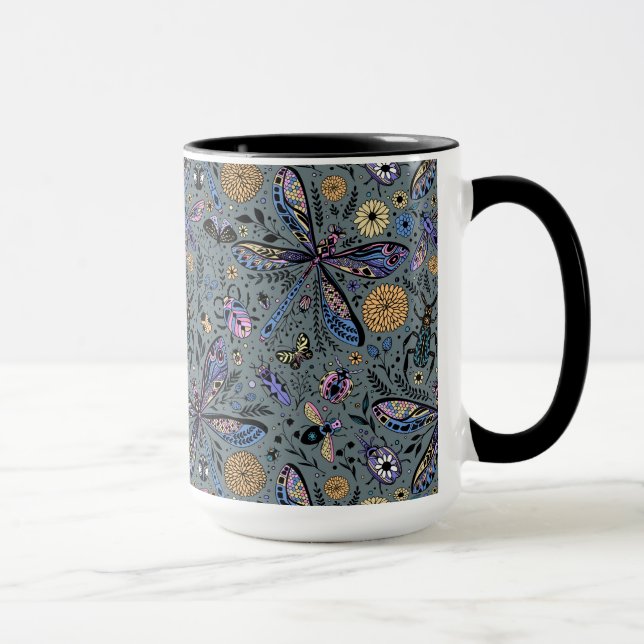 Doodle kryp på slater grått mugg (Höger)