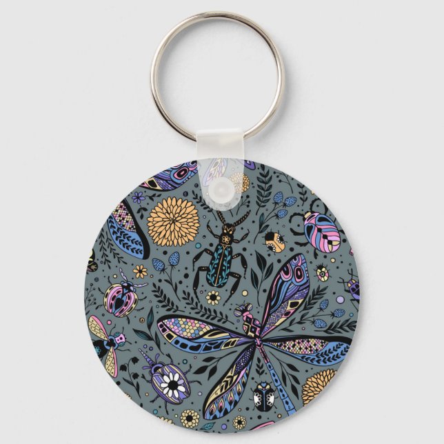 Doodle kryp på slater grått nyckelring (Framsida)