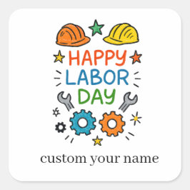 Doodle Kul Labor Day Fyrkantigt Klistermärke