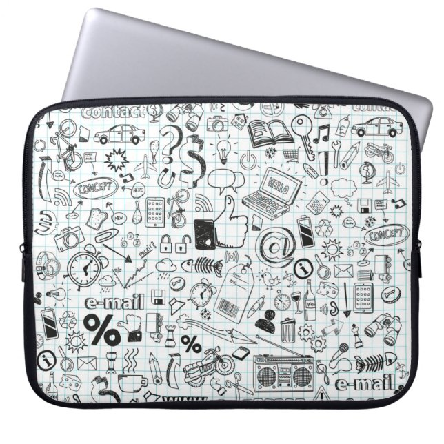 Doodle life laptop sleeve (Framsidan)