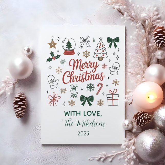 Doodle Line Art Christmas Inbjudningar (Skapare uppladdad)