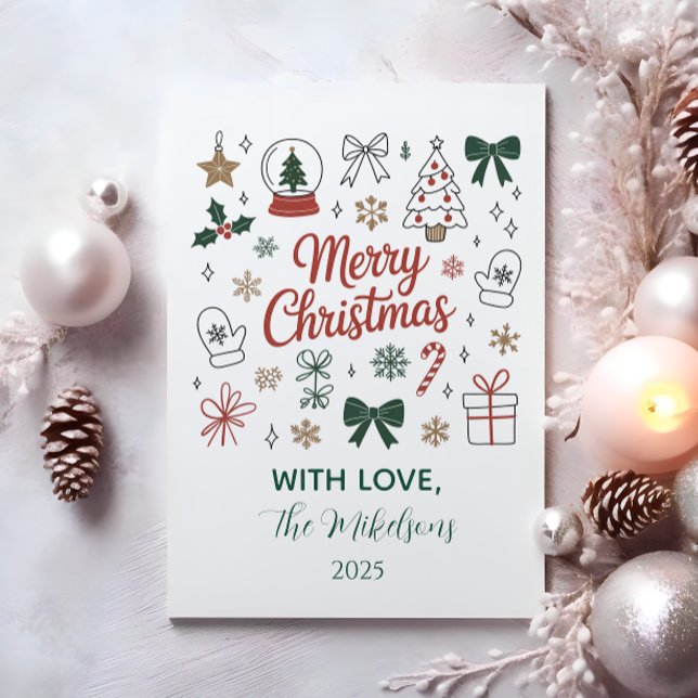 Doodle Line Art Christmas Julkort (Skapare uppladdad)