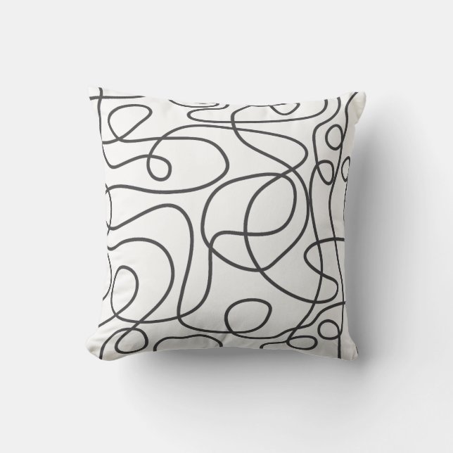 Doodle Line Art Mönster | Graphite on White Kudde (Framsida)