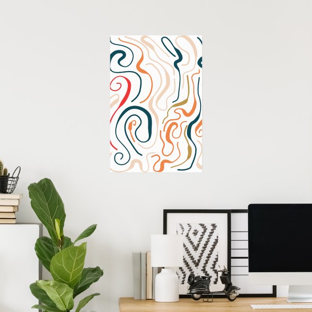 Doodle Line Stil Modern Wall Art Poster (Hemmakontoret)