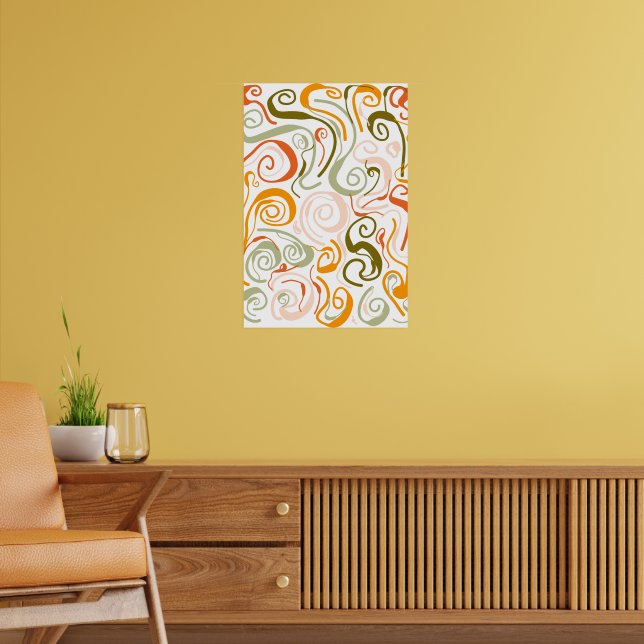 Doodle Line Stil Modern Wall Art Poster (Vardagsrum 2)