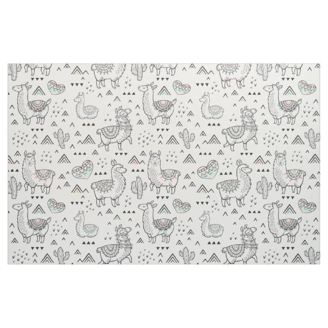 Doodle Llama Fabric Tyg (Fat Quarter)