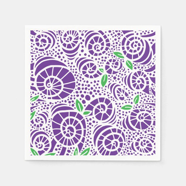 Doodle löv och abstrakt snigel curls pappersservett (Framsidan)