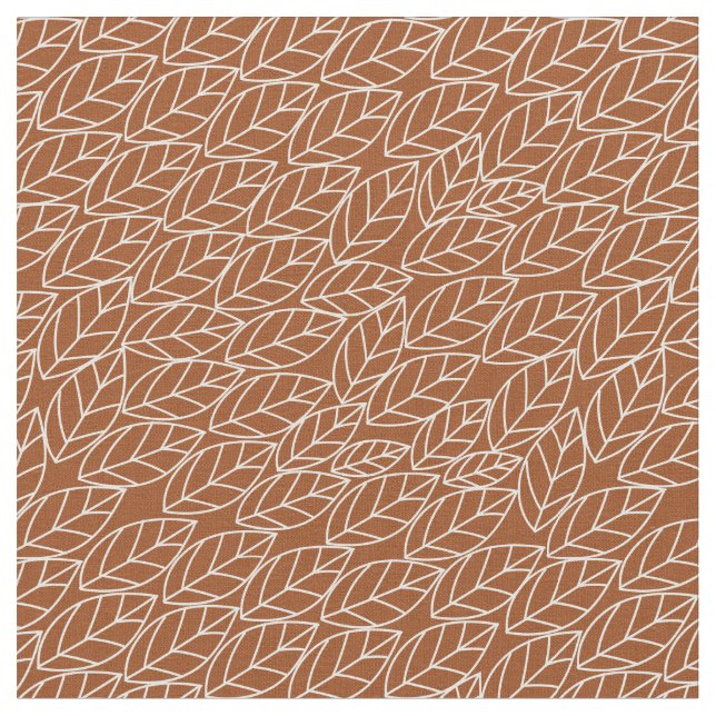 Doodle Lövs Rust och Light Grått (nästan vitt) Tyg (Närbild)