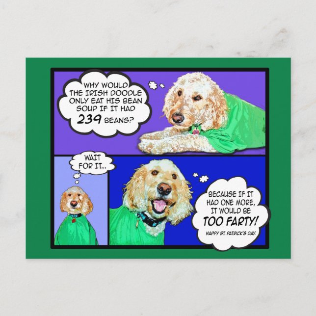 Doodle Lycklig St. Patrick's Day Postcard Vykort (Framsida)