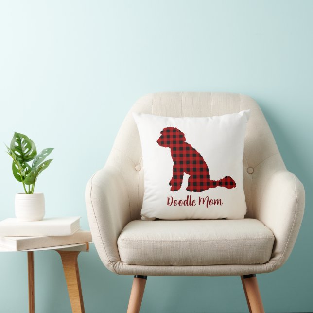 Doodle Mamma Labradoodle i Buffalo-kontrollplattan Kudde (Stol)