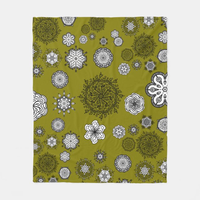 Doodle Mandela om Grönt Curtain Fleecefilt (Framsidan)