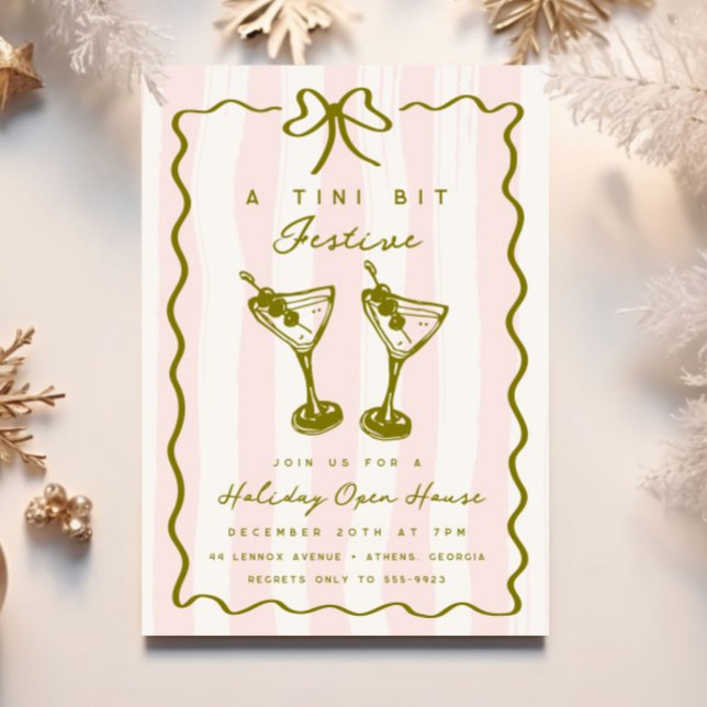 Doodle Martini Festive Funky Bow jul Party Inbjudningar (Skapare uppladdad)