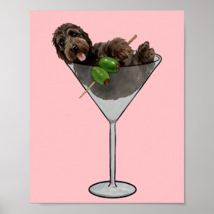 Doodle Martini Hund Mamma Watercolor Poster