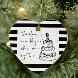 Doodle merry och gifta julgransprydnad keramik