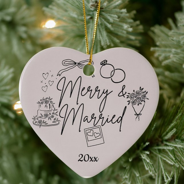 Doodle merry och gifta julgransprydnad keramik (Skapare uppladdad)