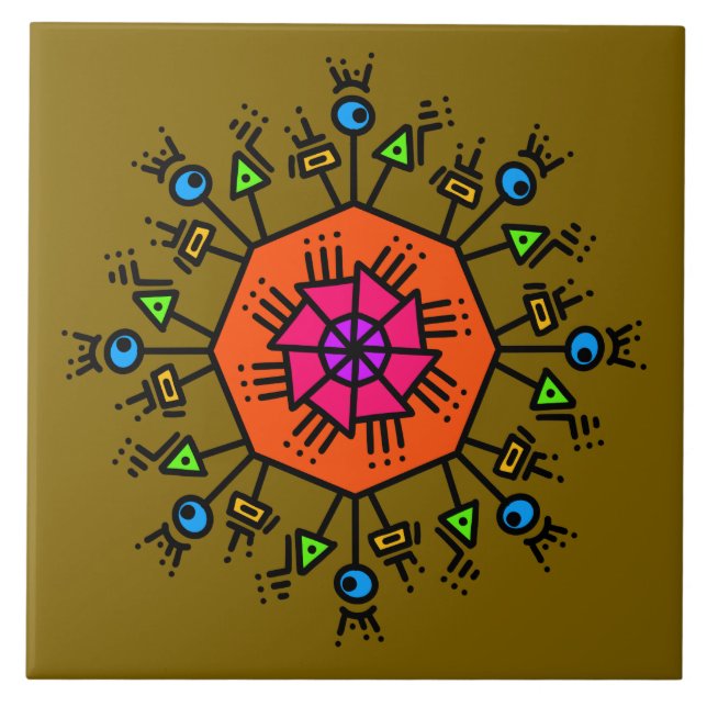 Doodle mönster 2 kakelplatta (Framsidan)