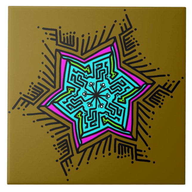 Doodle mönster 3 kakelplatta (Framsidan)