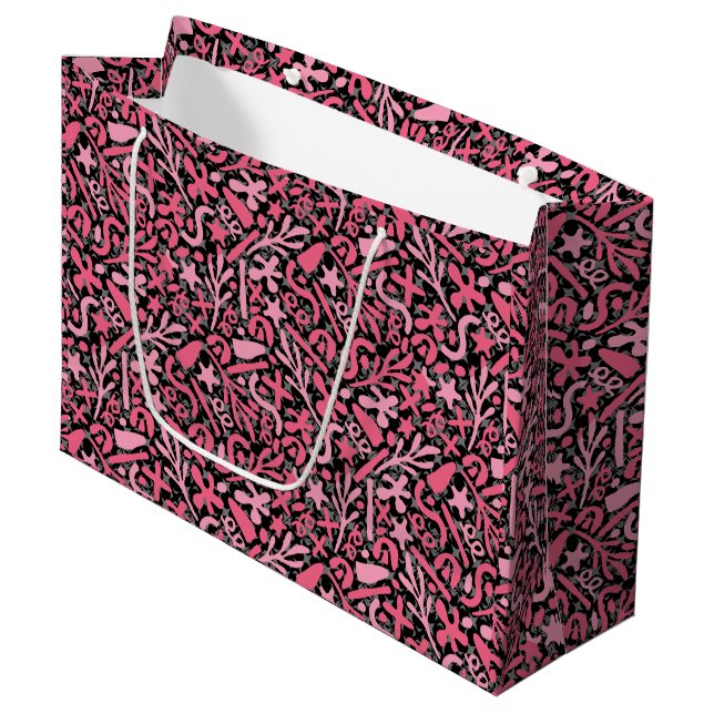Doodle Mönster i Rosa.01.w Black BG (Framsidan Vinklad)