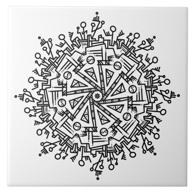 Doodle mönster kakelplatta (Framsidan)
