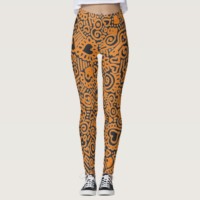 Doodle Mönster Leggings (Framsida)