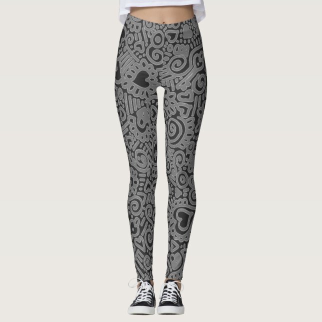 Doodle Mönster Leggings (Framsida)