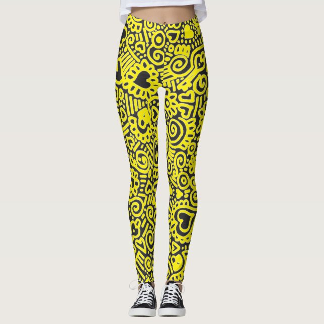 Doodle Mönster Leggings (Framsida)