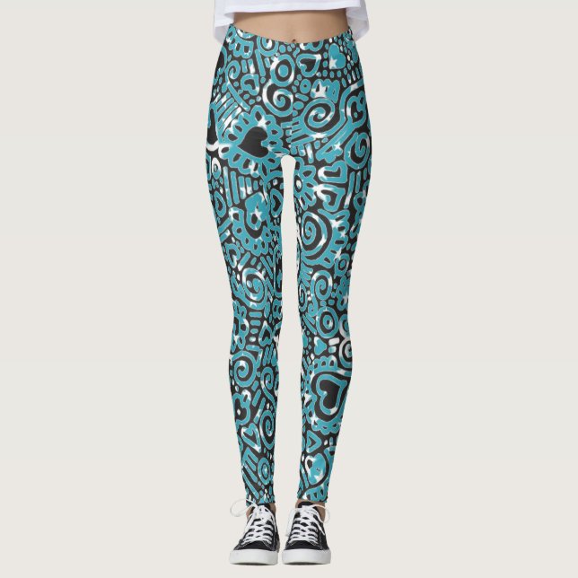 Doodle Mönster Leggings (Framsida)