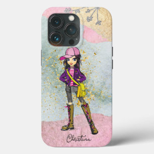 Doodle Mörk Hair Fashionable Girl Namn