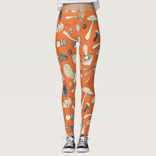 Doodle Mushroom Vintage Seamless Tapet Leggings