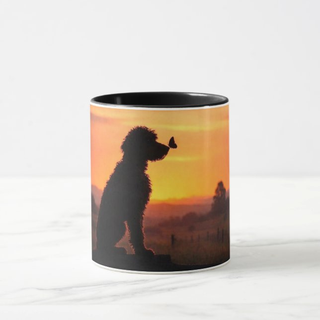 Doodle och fjäril Vacker kaffe Mugg (Center)