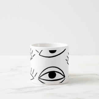 Doodle öga, kreativ, sömlös mönster. espressomugg