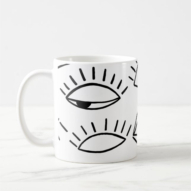 Doodle öga, kreativ, sömlös mönster. kaffemugg (Vänster)