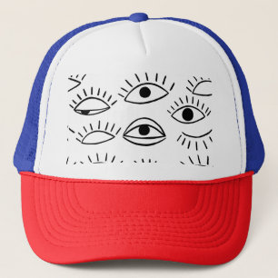 Doodle öga, kreativ, sömlös mönster. keps