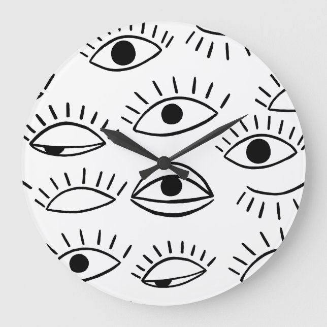 Doodle öga, kreativ, sömlös mönster. stor klocka (Framsida)
