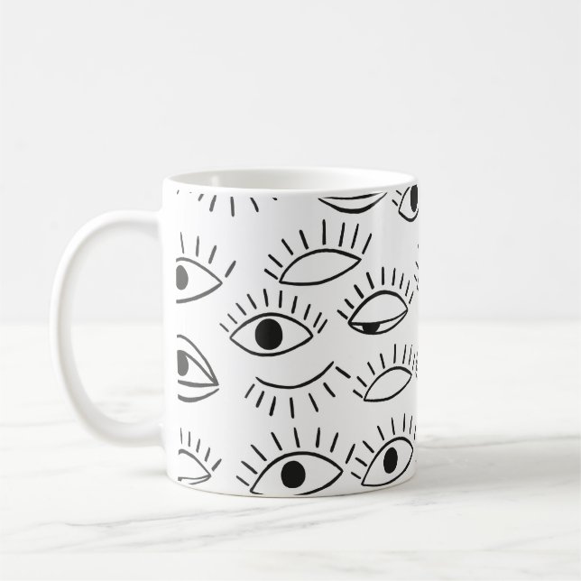 Doodle öga, sömlös mönster.  kaffemugg (Vänster)