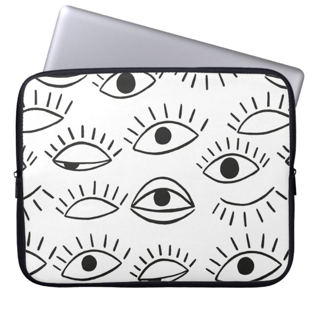Doodle öga, sömlös mönster.  laptop fodral (Framsidan)