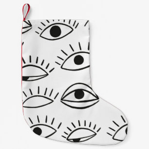 Doodle öga, sömlös mönster. liten julstrumpa