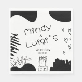 Doodle Organic Shapes Script Wedding Pappersservett