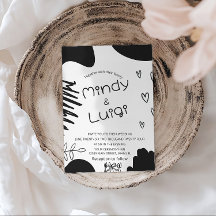 Doodle Organiska Former Skript Bröllop