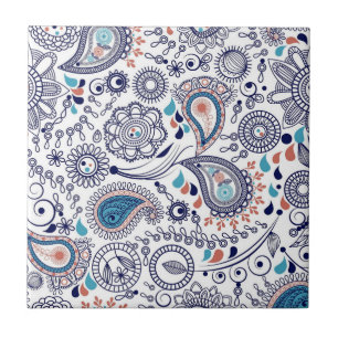 Doodle Paisley Mönster Kakelplatta