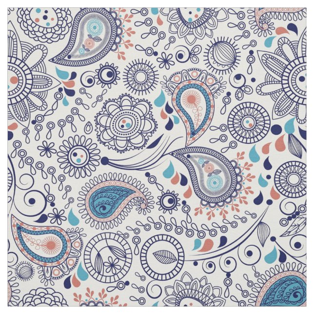 Doodle Paisley Mönster Tyg (Provkarta)