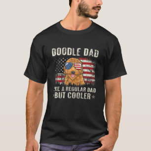 Doodle Pappa Goldendoodle American Flagga Fars dag T Shirt