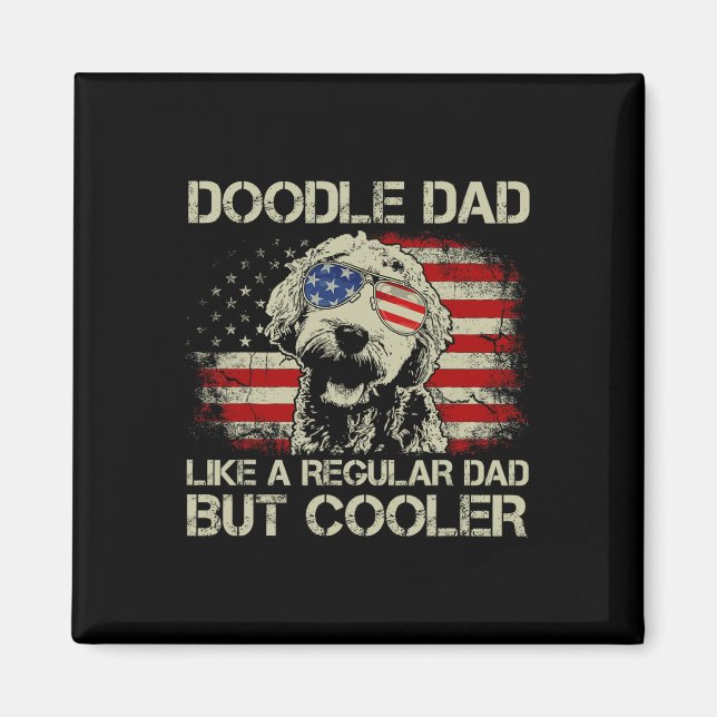 Doodle Pappa Goldendoodle Vanlig Pappa Men Coolare Magnet (Framsidan)