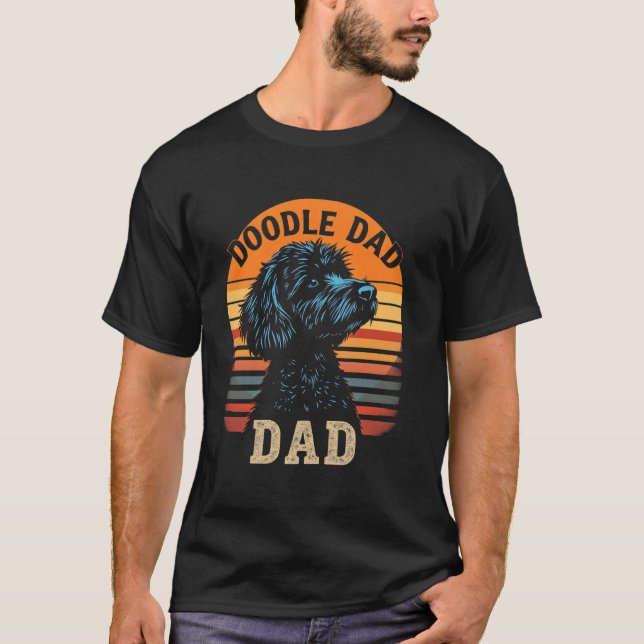Doodle Pappa Retro Doodle Hund T Shirt (Framsida)