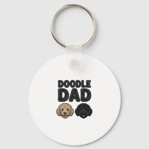 Doodle Pappa Vintage Dog Dad T-shirt Design_1 Nyckelring
