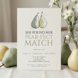 Doodle Päron Pear-fect Match Bröllopsdusch Inbjudningar