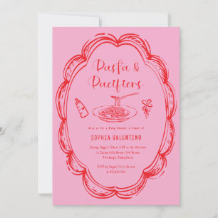 Doodle Pasta och Napp Baby Shower Inbjudningar