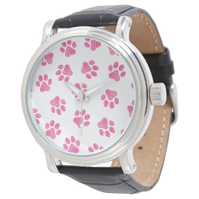 Doodle Paws, hundfötter, rosa fötter Armbandsur (Vinklad)