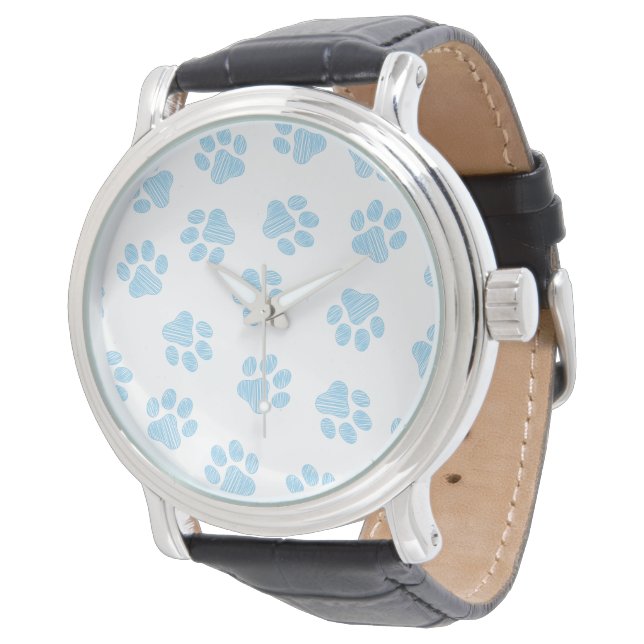 Doodle Paws, hundklor, Baby Blue Paws Armbandsur (Vinklad)